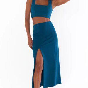 Show Me Your Mumu - Dark Teal Cecilia Midi Skirt + Ansley Crop Tank Set - Large
